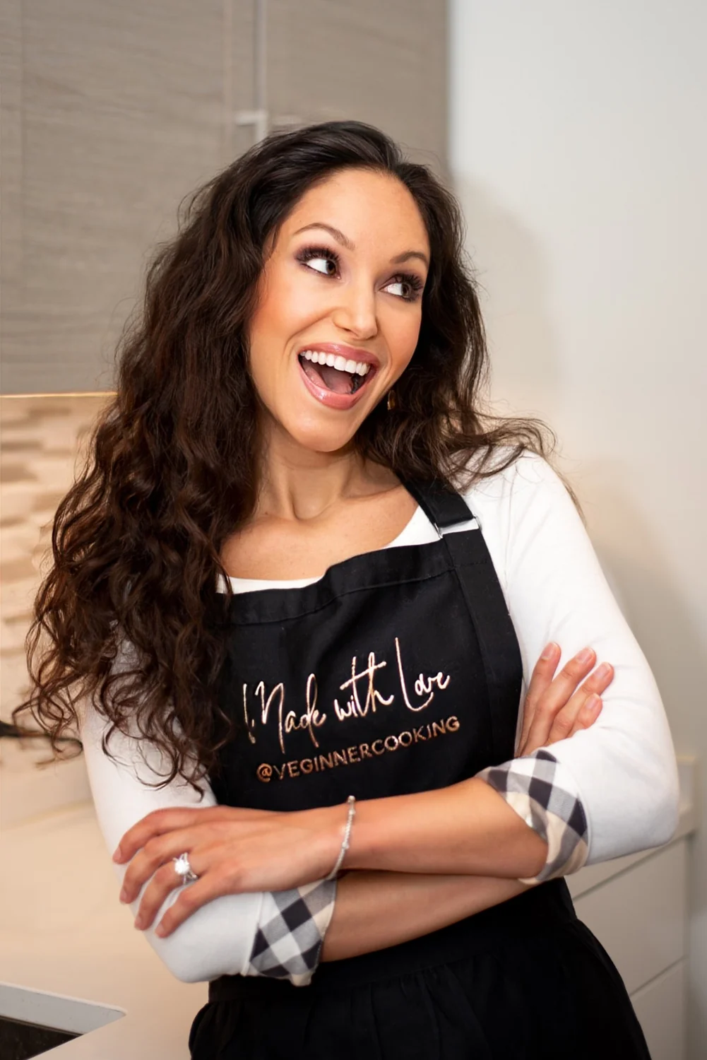 Cheryl laughing in her kitchen