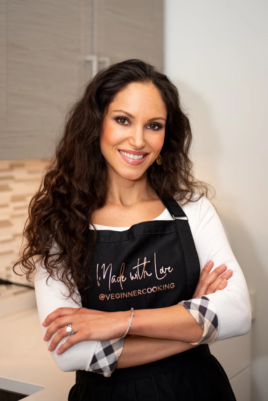 Cheryl Martinez in her Made with Love Veginner Cooking apron