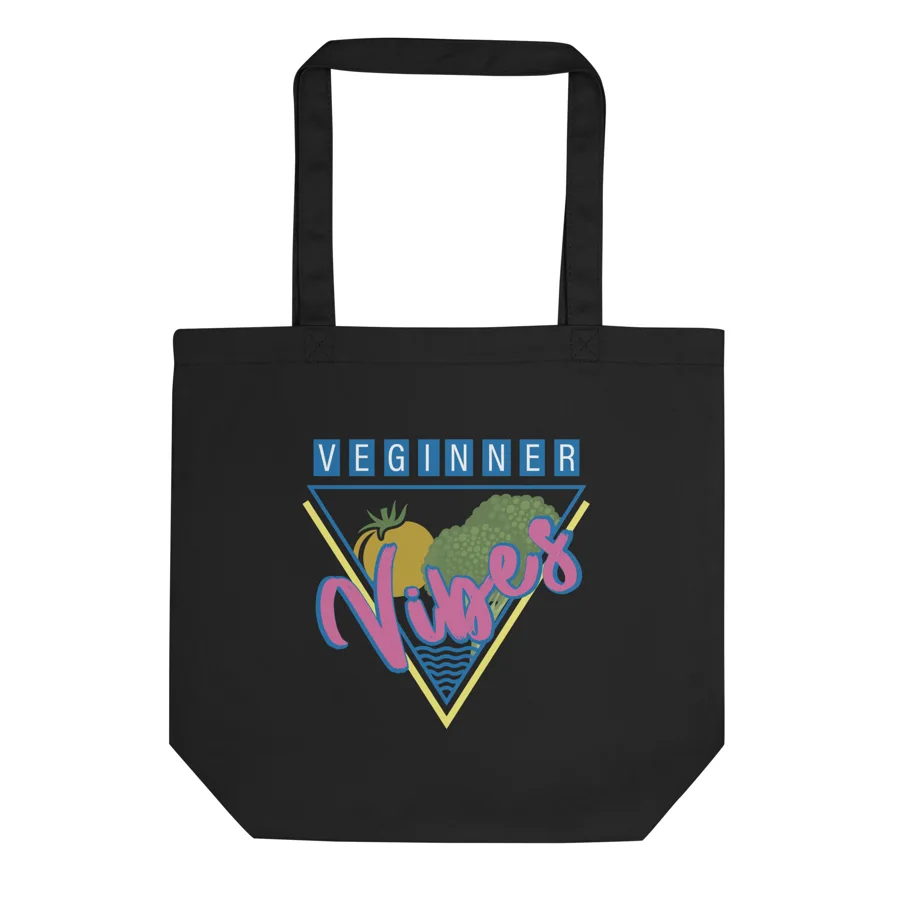 Black Veginner Vibes organic tote bag