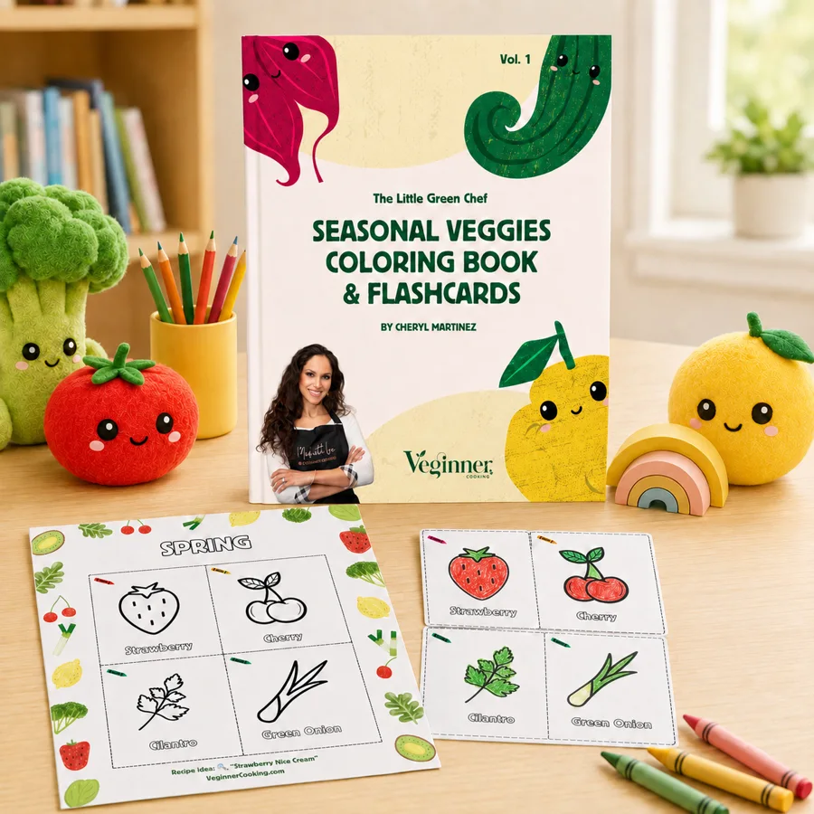 'The Little Green Chef' Seasonal Produce Coloring Book & Flashcards cover
