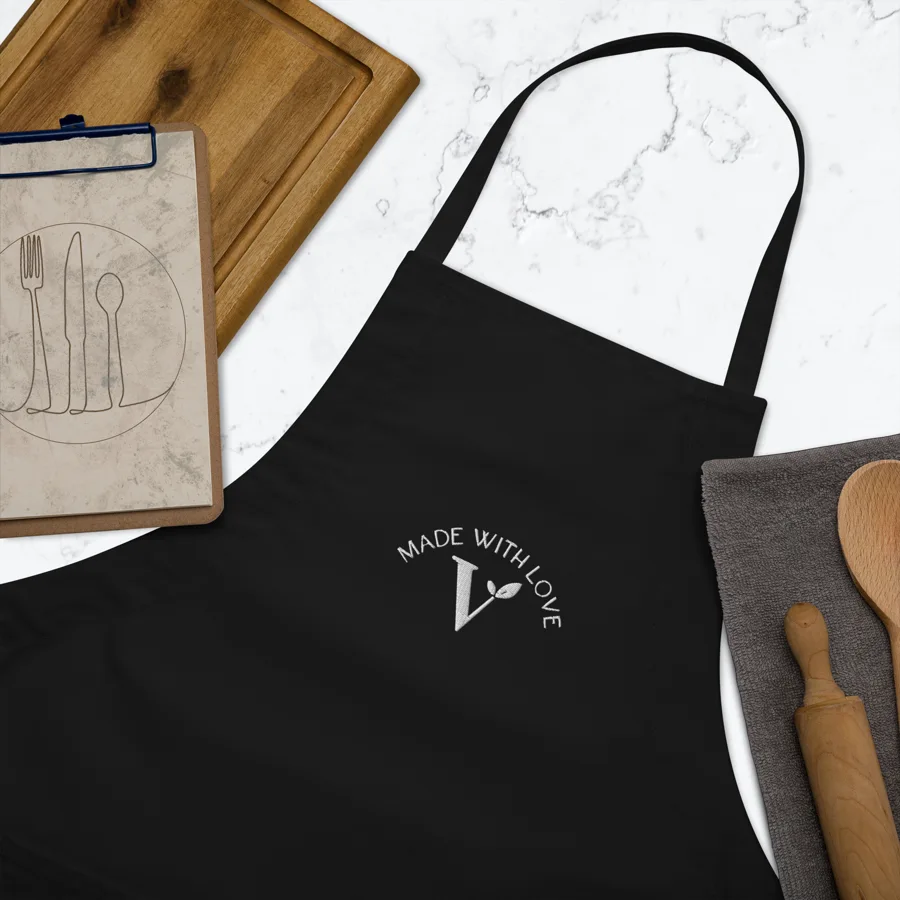 Made with Love embroidered apron